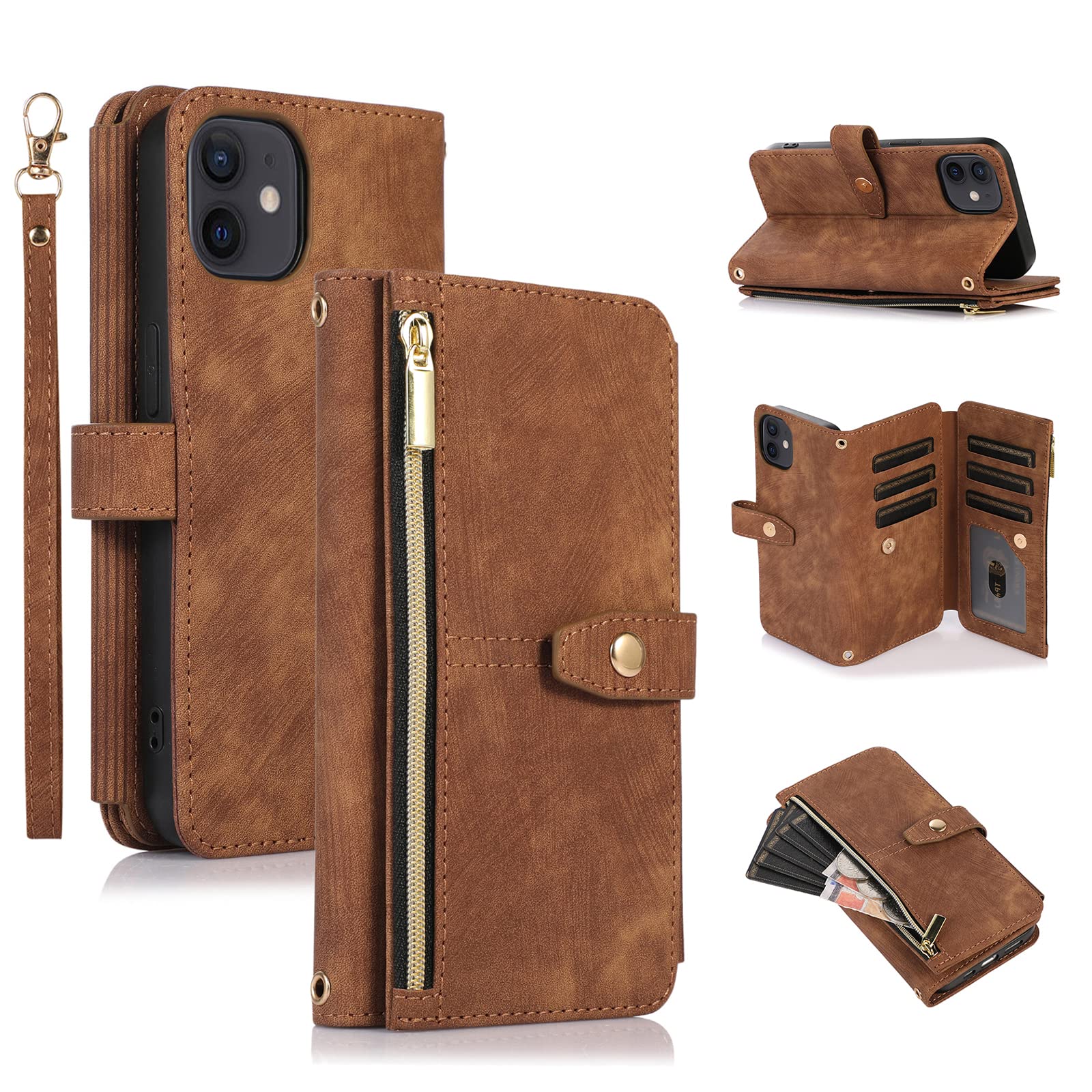UEEBAI Custodia A Portafoglio Per IPhone 14 Pro Max – Pelle PU Rossa Con Slot Carte E Cerniera - 2