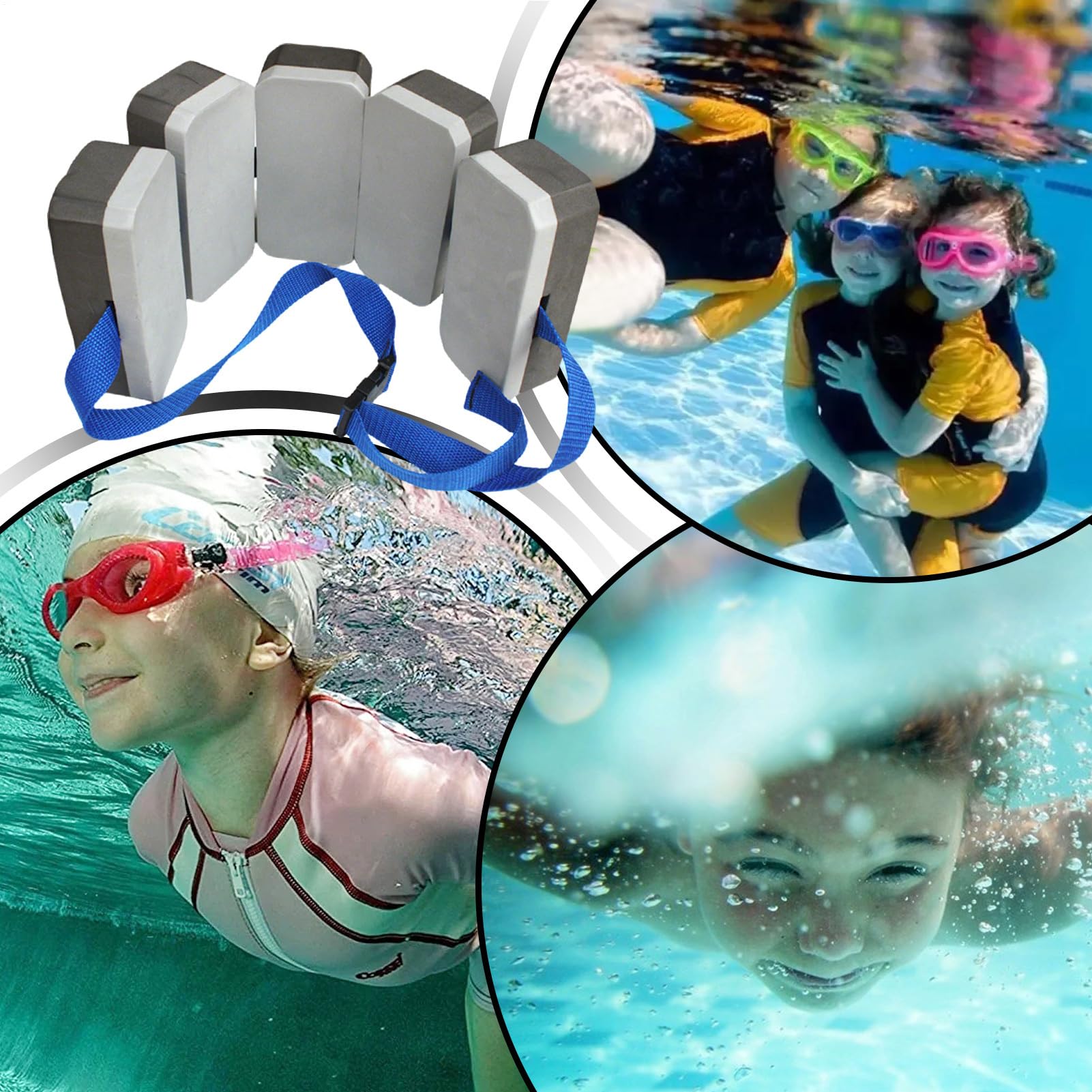 Cintura da nuoto per bambini, galleggiante di sicurezza per bambini, 7 x 4 x 15 cm, supporto regolabile per il galleggiamento, età 7-10 anni, ideale per piscina, lago, spiaggia, vacanze acquatiche