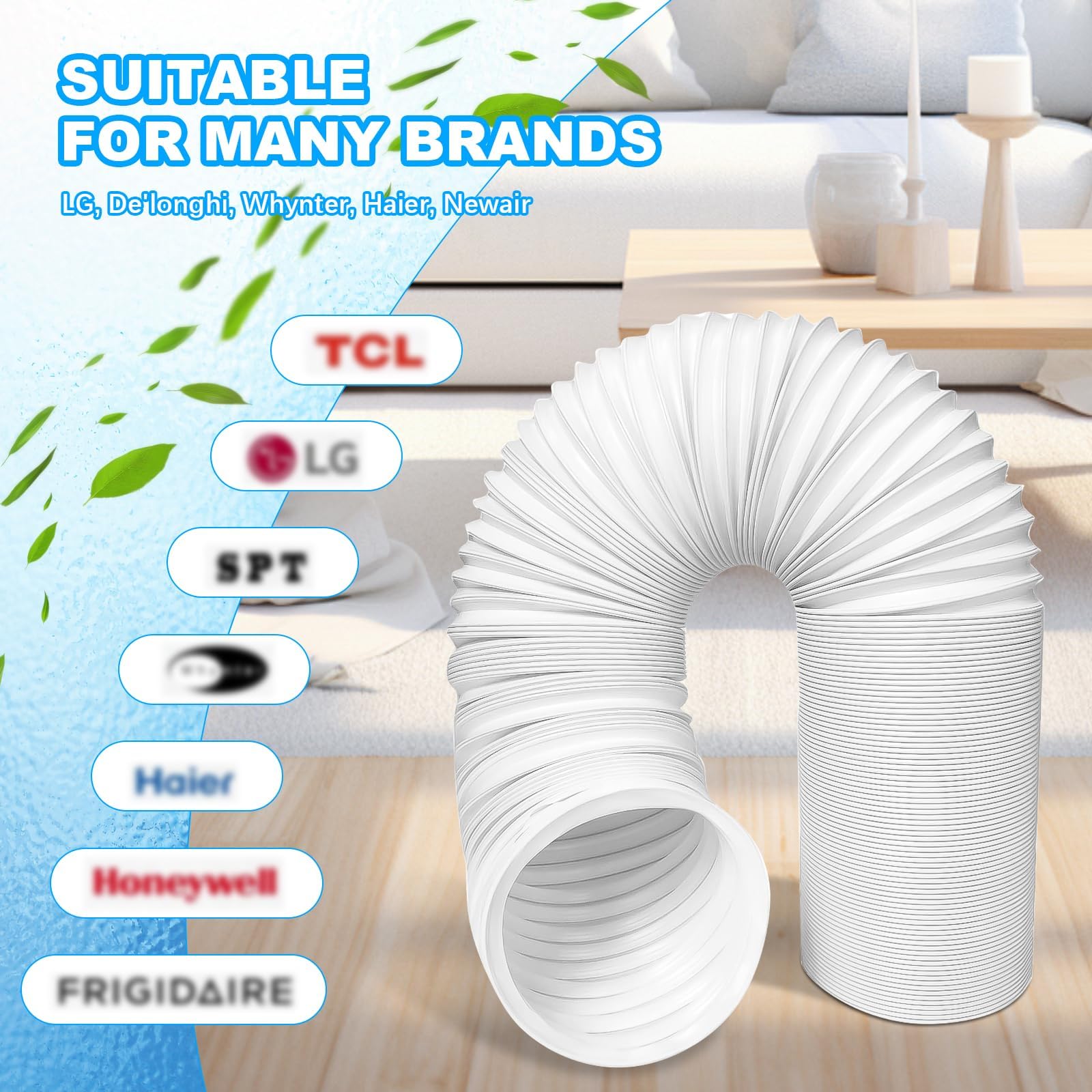 Tubo Aire Acondicion Portatil Φ15cm/Longitu 1.5M Ventilación Climática Manguera Alargadora Flexible,en Sentido Antihorario Material PP Resistente