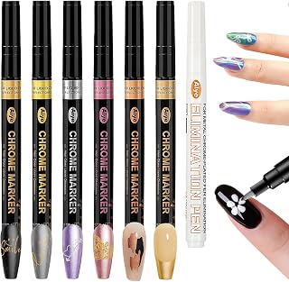 Nail Art Pens, Nail Polish Pens Set Nail Chrome Eraser Pen Drawing Painting Point Liner Pens With Eraser Pen, Waterproof and Quick-drying Nail for DIY Nails Art Design