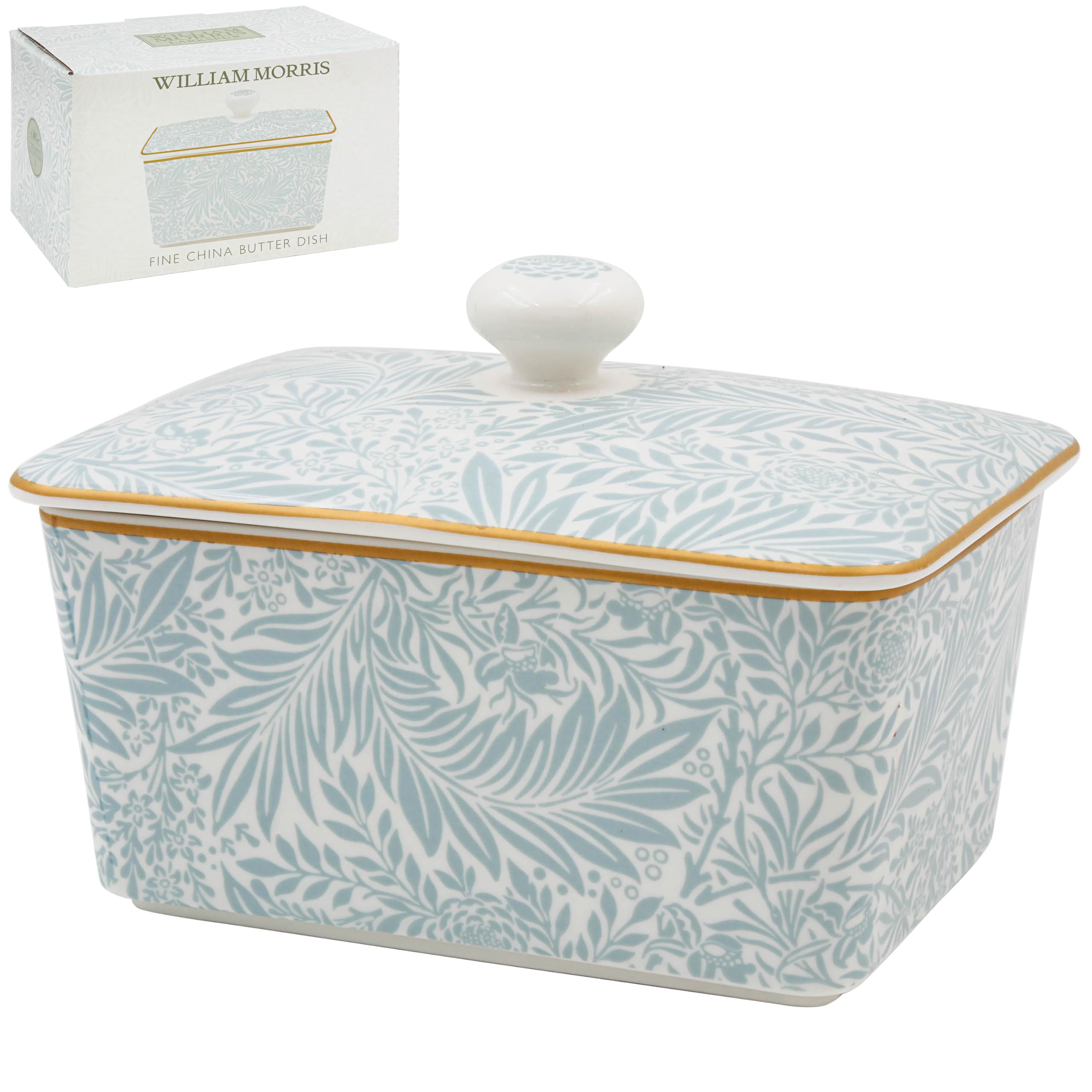 The Leonardo Collection Wm. Morris Larkspur Stonewear Butter Dish