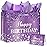 Yoirrat Large Purple and Silver Happy Birthday Gift Bag for Women Girls with Wrapping Paper and Card for Women Girls Birthday Decorations Party Supplies