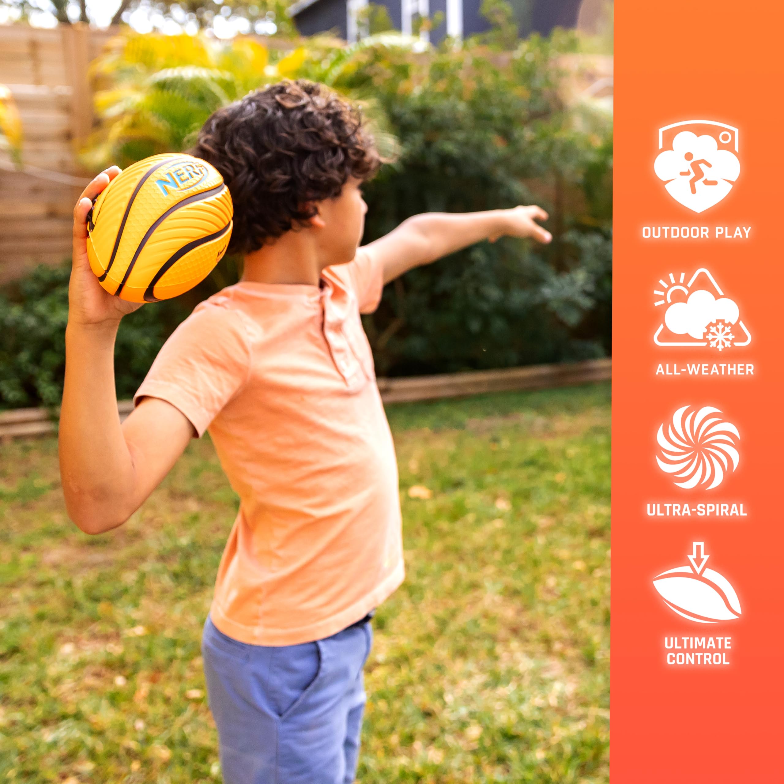 Nerf Kids Foam Football - Spiral Grip Mini Soft Foam Football for Kids - Easy Grip Junior Ball - 8.5" - Image 5