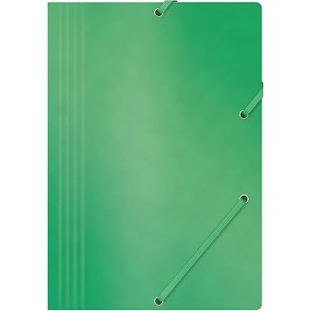 Office Products Presspan/Cardboard Folder with Elastic Band, A4 390 GSM, Green, Elasticated Corner Folder with Elastic Band, 