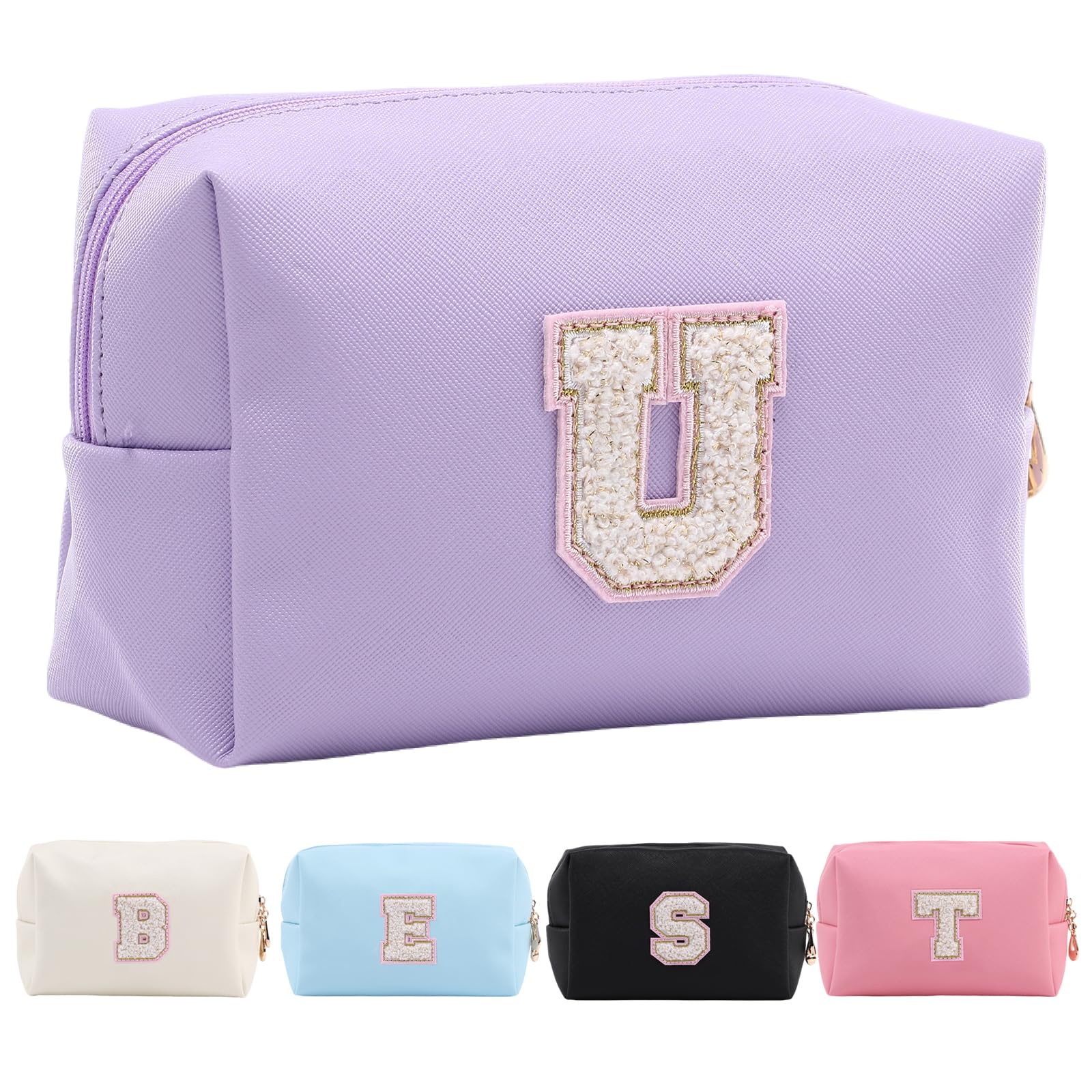 Personalized Makeup Bag,Waterproof Travel Makeup Pouch Cosmetic Bag Birthday Gift for Women Mom，Bride Bridesmaid Cosmetic Bag A-Z — view 87