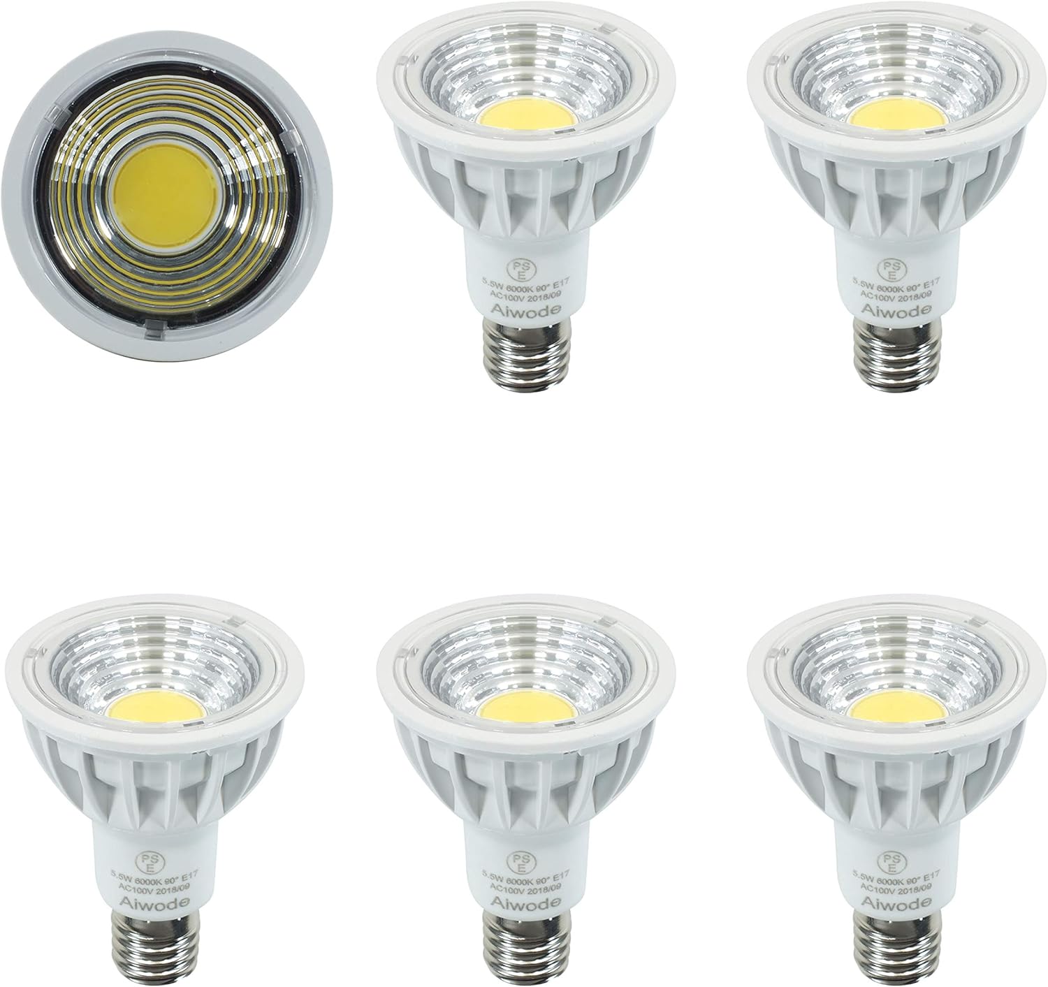 Amazon.co.jp Aiwode LED Bulb, E17 Base, 5.5W, Daylight 6000K LED