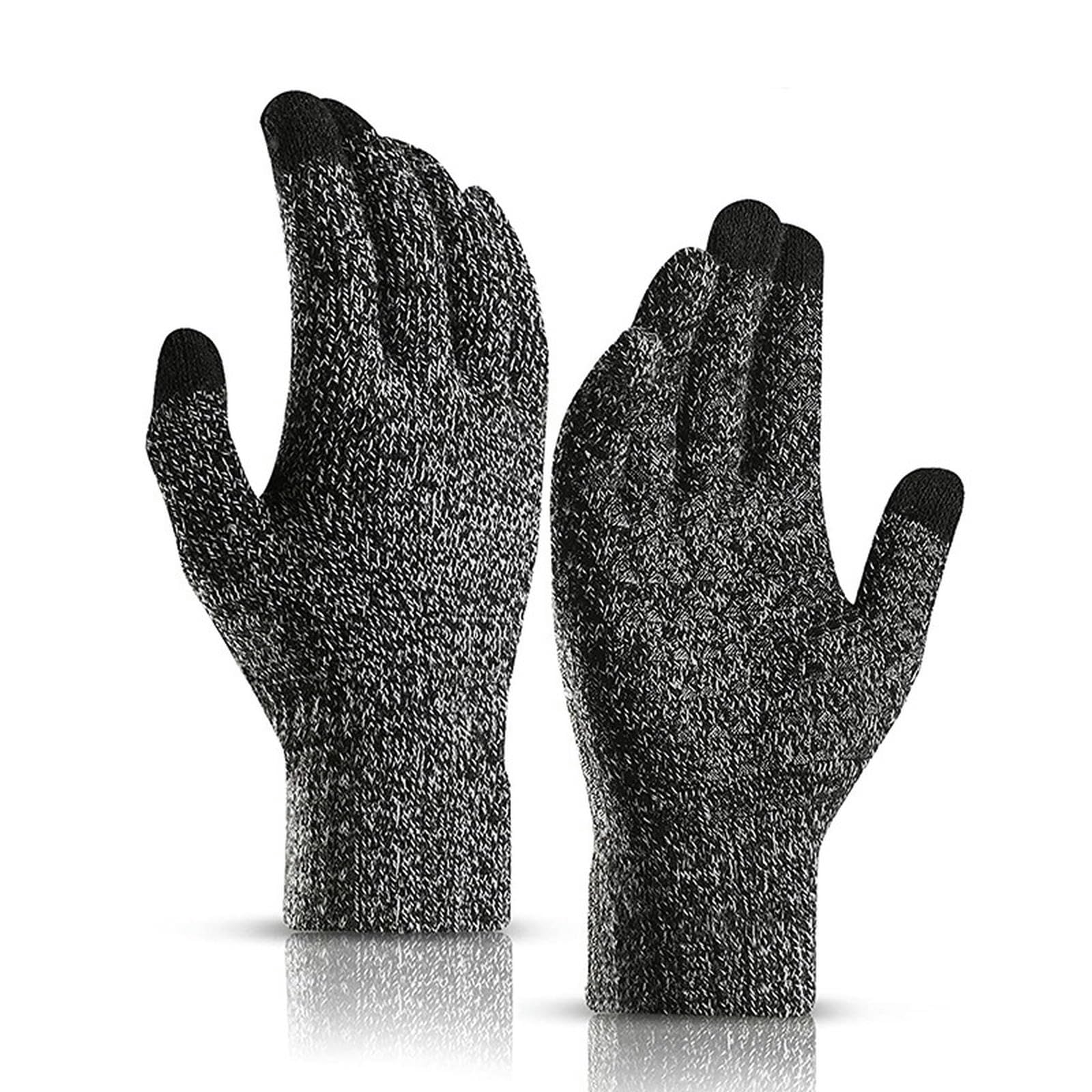 Guantes de invierno de punto unisex con pantalla táctil y forro cálido suave