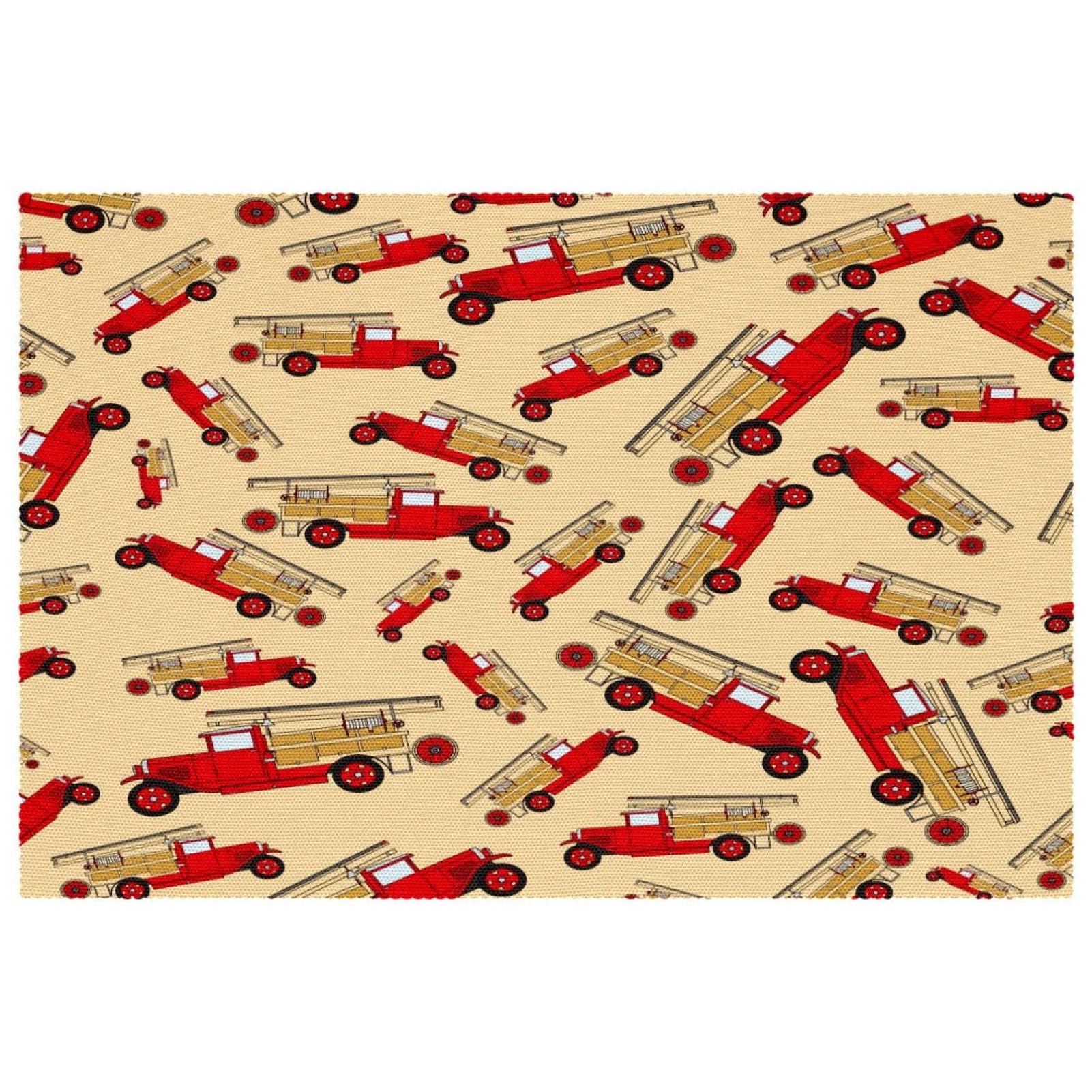 Set de table motif camion de pompiers rétro lot de 6 protection table thermique antidérapante