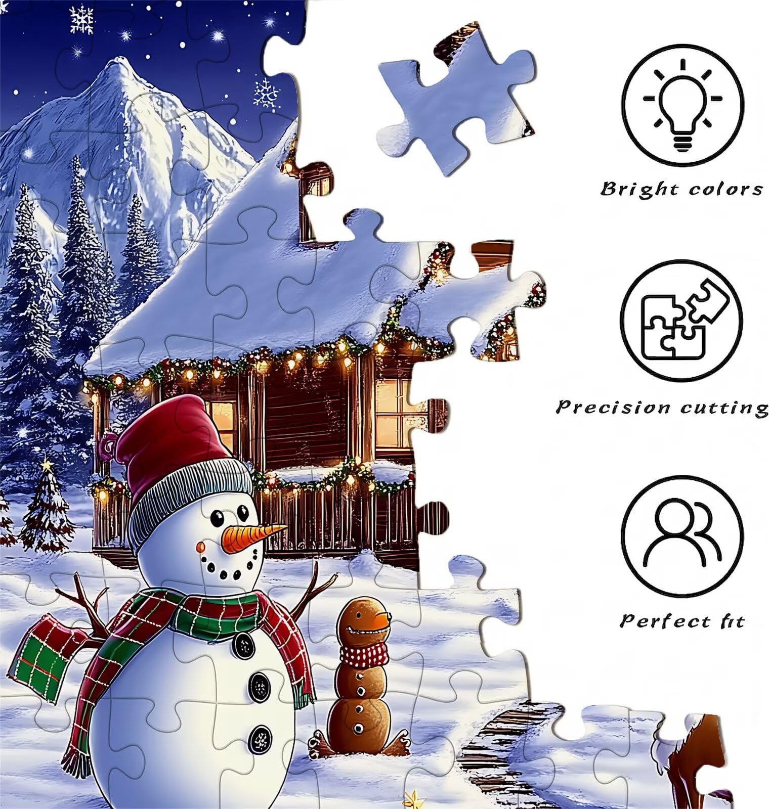 Puzzle 1500 Teile, Holzpuzzle Erwachsene - Impossible Puzzle 87 x 57 cm niffliges Denkspiel & Denksport für Frauen & Männer, Familienspiel, Geschenk für Frauen Weihnachtsbaum Schneemann w0-817
