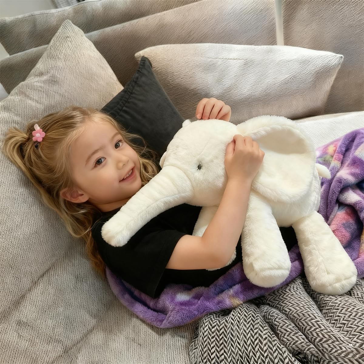Peluche éléphant blanc 55 cm