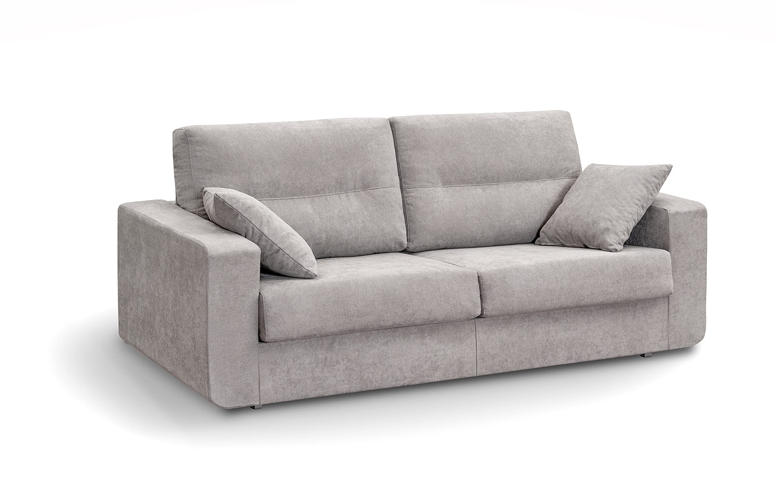 MUEBLIX.COM | Sofa Cama Italiano BOLONIA | Sofas de Salón Modernos | Asientos y Respaldo Espuma | Sofa Tapizado en Tela y Armazon de Madera de Pino | Color Gris Claro