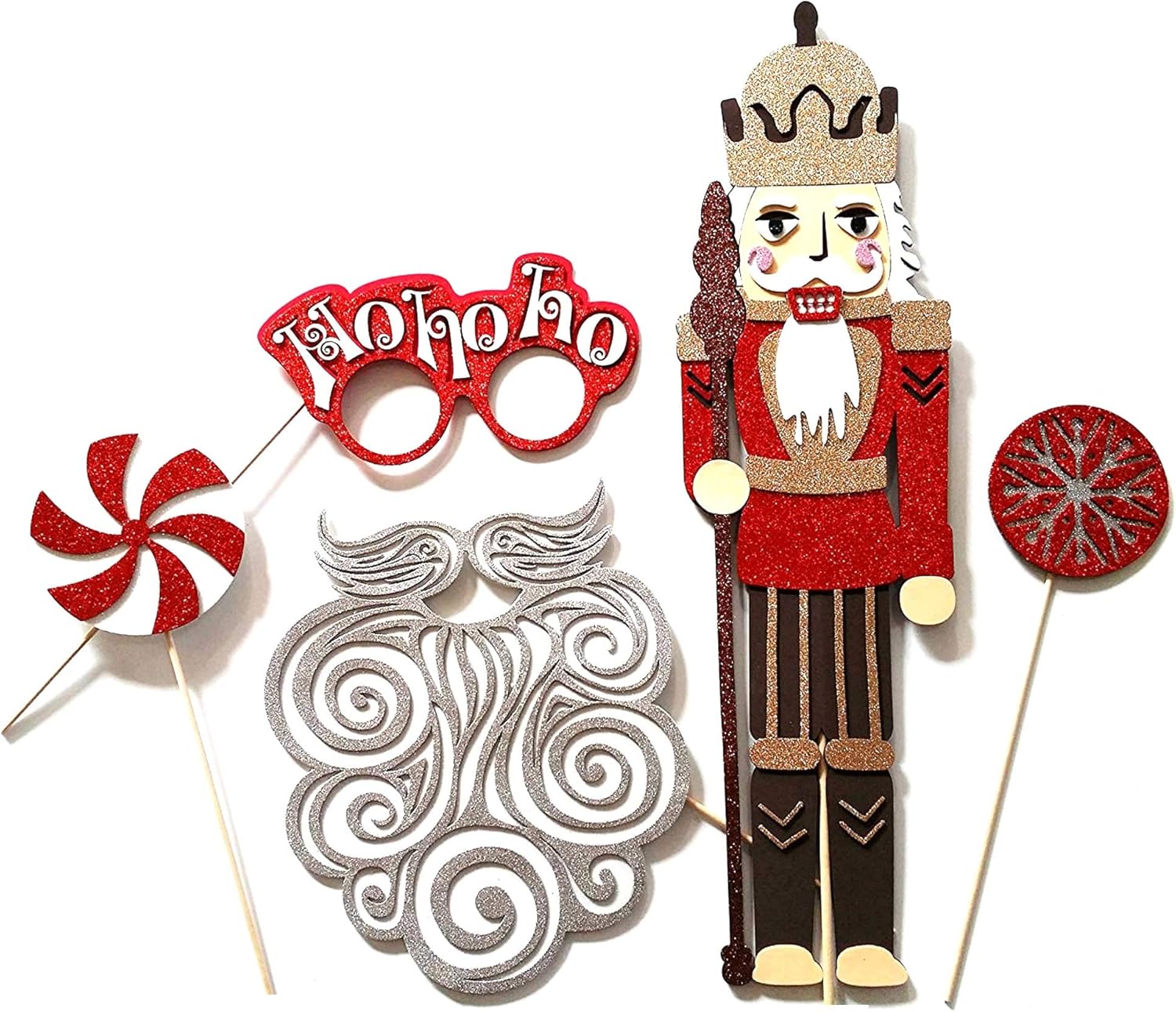Christmas Party Photo Booth Party Props,elabored whit glitter foamy and card stock includes 5 pieces