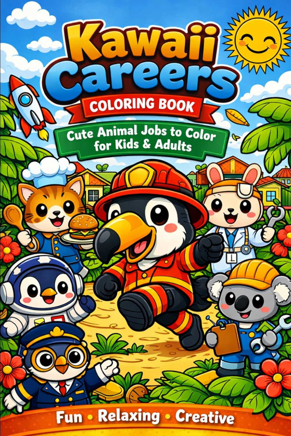 Kawaii Careers Coloring Book – Cute Animal Jobs to Color for Kids & Adults: Cute Animal Professions to Color – Fun, Relaxing & Educational Pages for All Ages