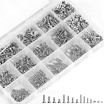 874 Pcs M2 M2.5 M3 Countersunk Screws Bolts & Nuts Set