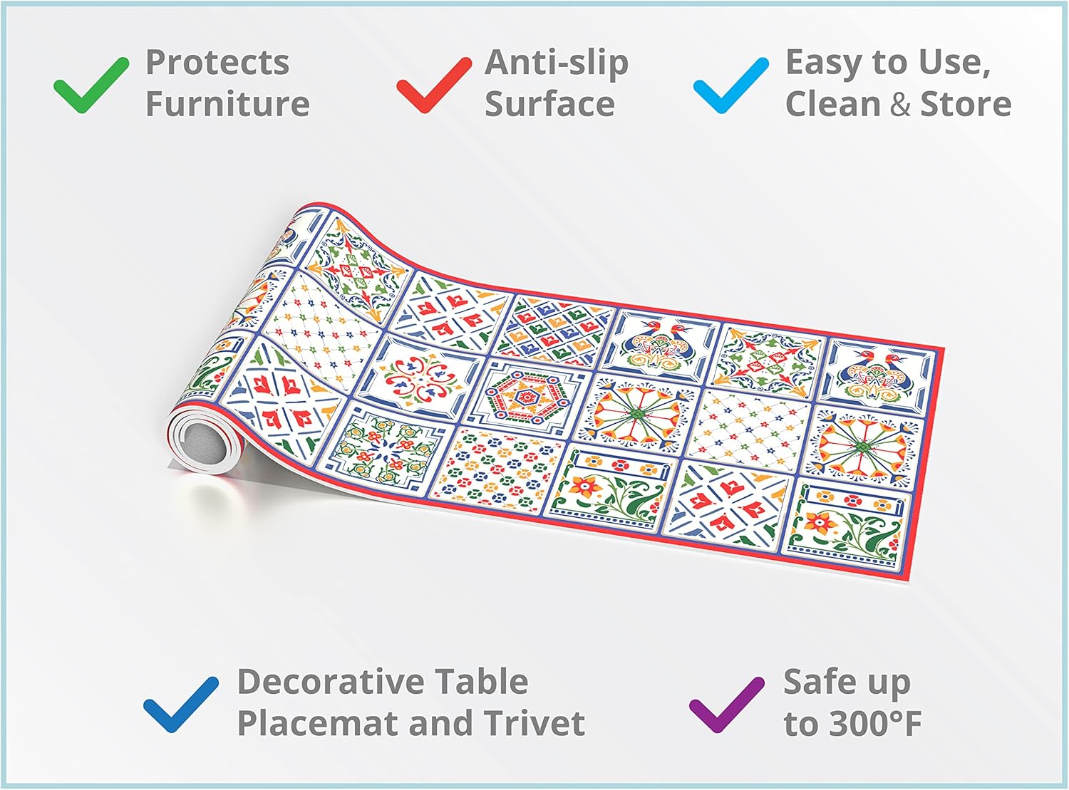 Heat Resistant Table Runner Trivet 39 x 12 Inch Protects Dining Table and Countertop from Heat and Scratch. Unique Design by an European Artist. Scandinavian 7296