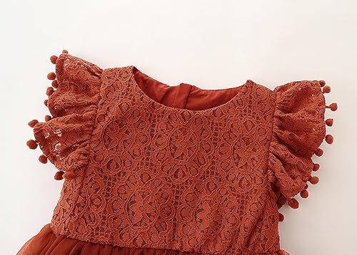 Miniatura 3 de Vestidos de encaje para niñas pequeñas, vestido elegante para niña, vestido de princesa de encaje con mangas con vuelo