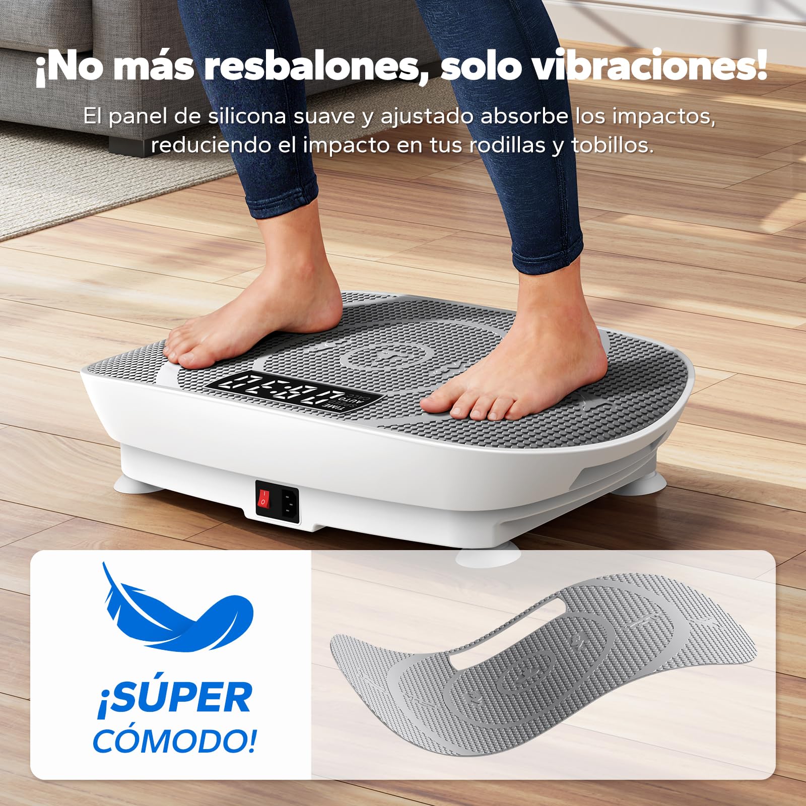 MERACH Plataforma Vibratoria, Plataforma Vibración Muscular Silenciosa y Compacta para Moldear el Cuerpo y Relajarse, con Cómoda Almohadilla de Silicona, Pantalla LED y Mando a Distancia