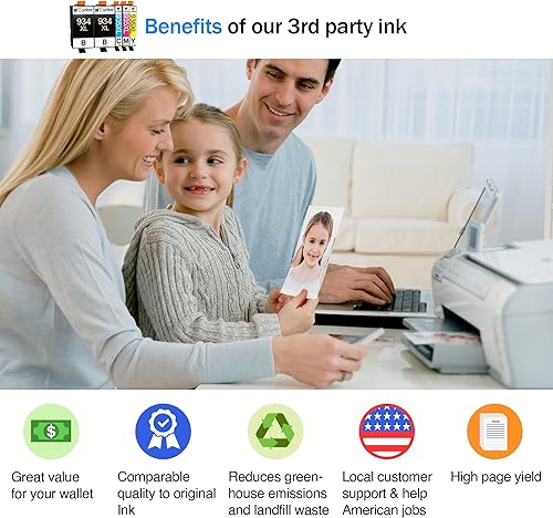 Miniatura 2 de Cartlee Paquete de 5 cartuchos de tinta compatibles de repuesto para HP 934 y 935 934XL 935XL para OfficeJet Pro 6830 6230 6835 6800 6812 6820 6825