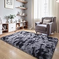 Vista 39 de Alfombras mullidas de 4 x 6 pies para dormitorio de niñas, alfombra de pelo largo lavable en arco iris para habitación de niños, guardería