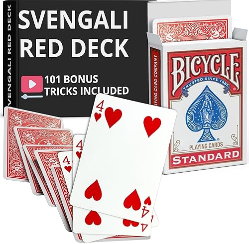 Miniatura 47 de Ted's Sterling Magic Precision Red Rider Back Bicicleta Svengali Deck con instrucciones para más de 100 trucos (6 de clubes)