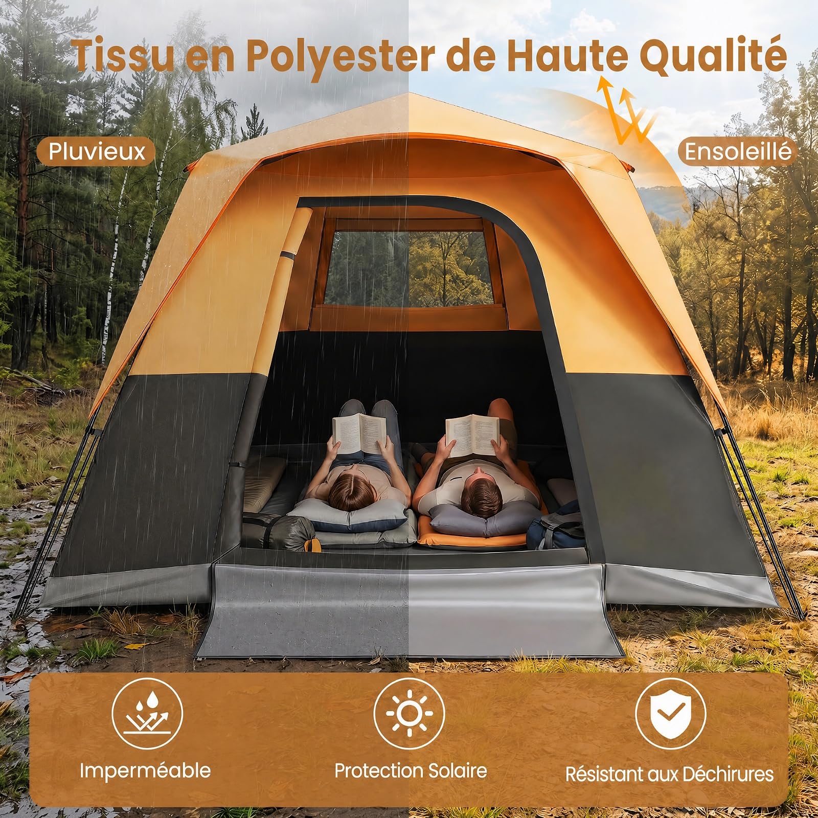 COSTWAY Tente de Camping 6 Personnes Occultante Imperméable
