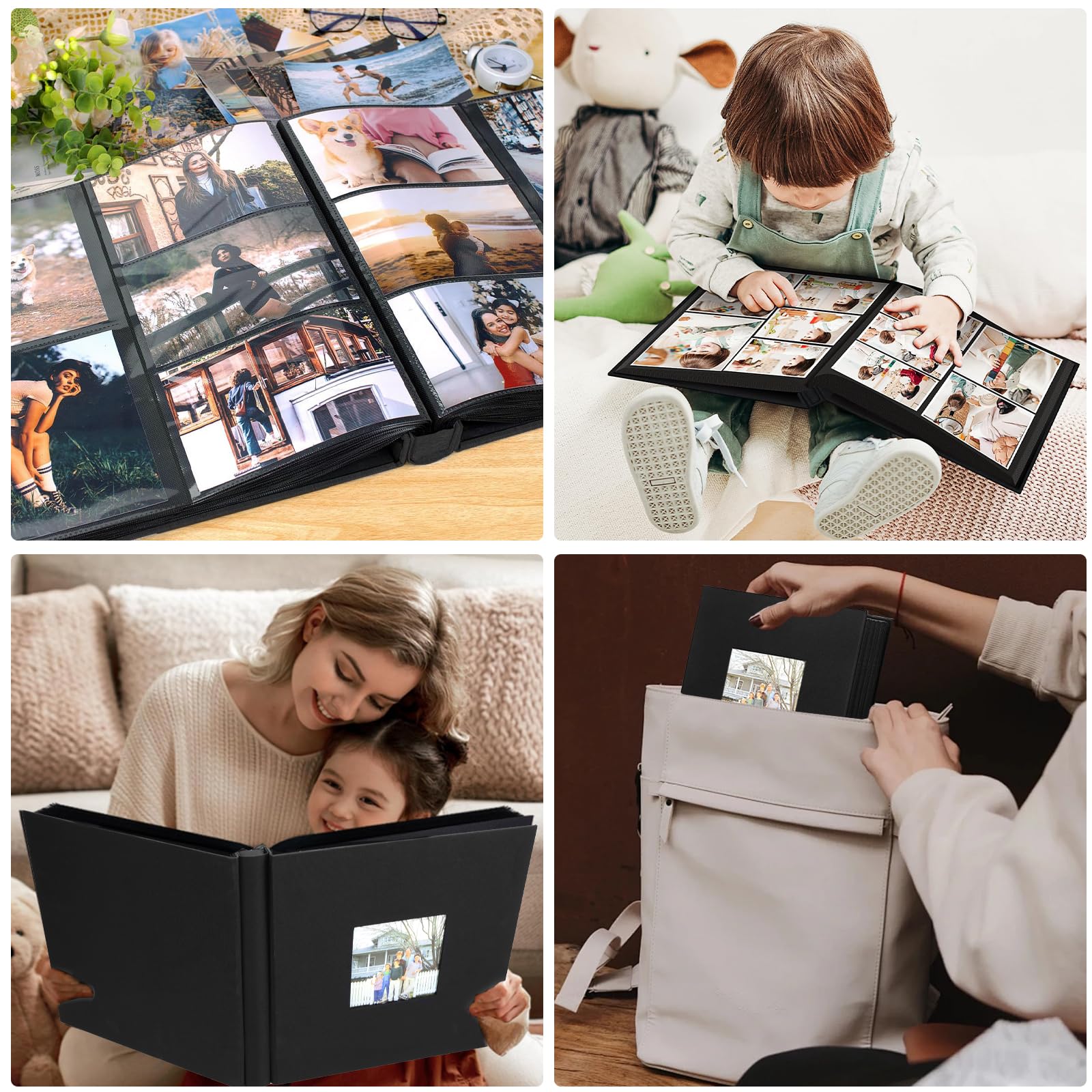Album fotos grande 33.5x32.5cm Funda de Lino Gran capacidad Album 60 Páginas Horizontales y Verticales, Boda Familiar para Bebés album fotos boda álbum de fotos