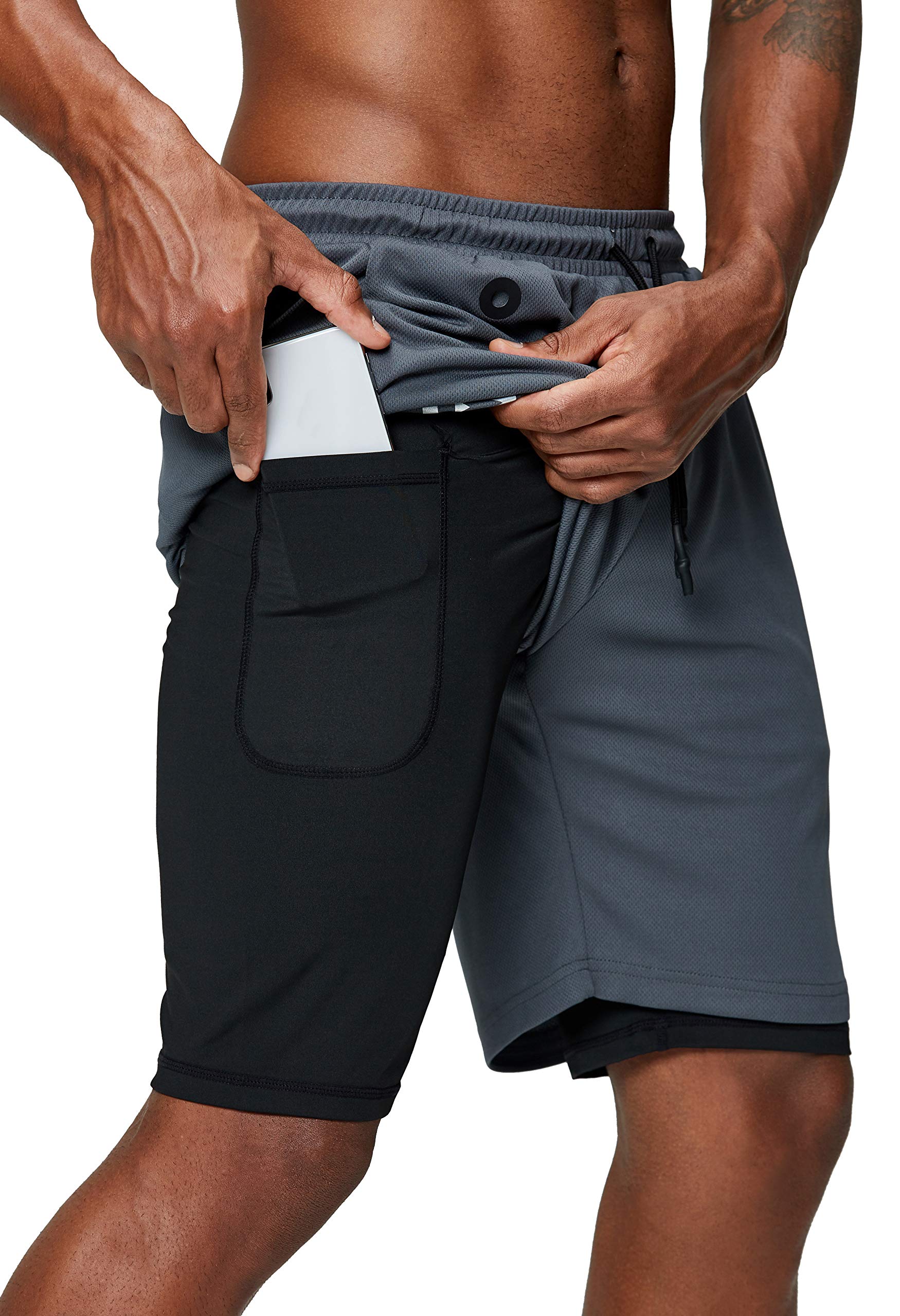 Pinkbomb Men's 2 in 1 Running Shorts