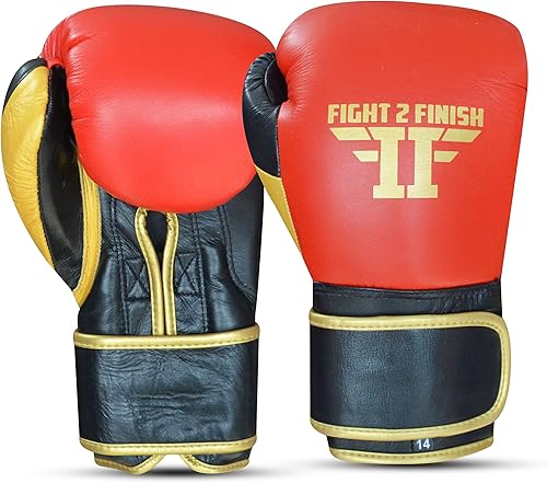 Fight 2 Finish Guantes de boxeo para hombres y mujeres, guantes de cuero para entrenamiento profesional de artes marciales mixtas, kickboxing, saco