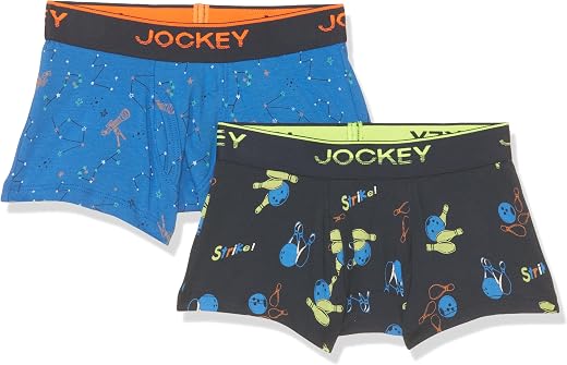 Jockey PB03 Boy's Super Combed Cotton Elastane Stretch Printed Trunk with Front Open Fly and Ultrasoft Waistband (Pack of ...