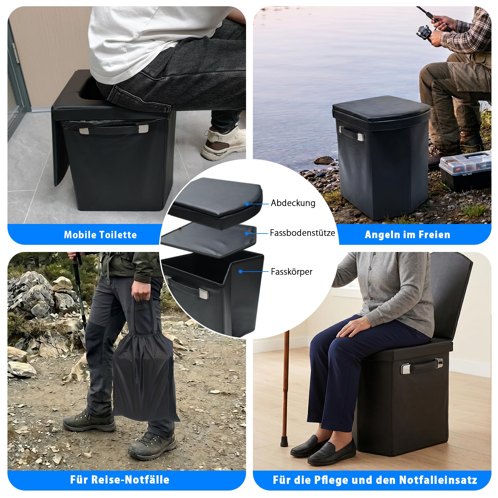 WETCEAOM Toilettes de camping, toilettes mobiles, toilettes séparées, toilettes portables pour l'extérieur ou l'intérieur, pot pliable pour le camping en voiture