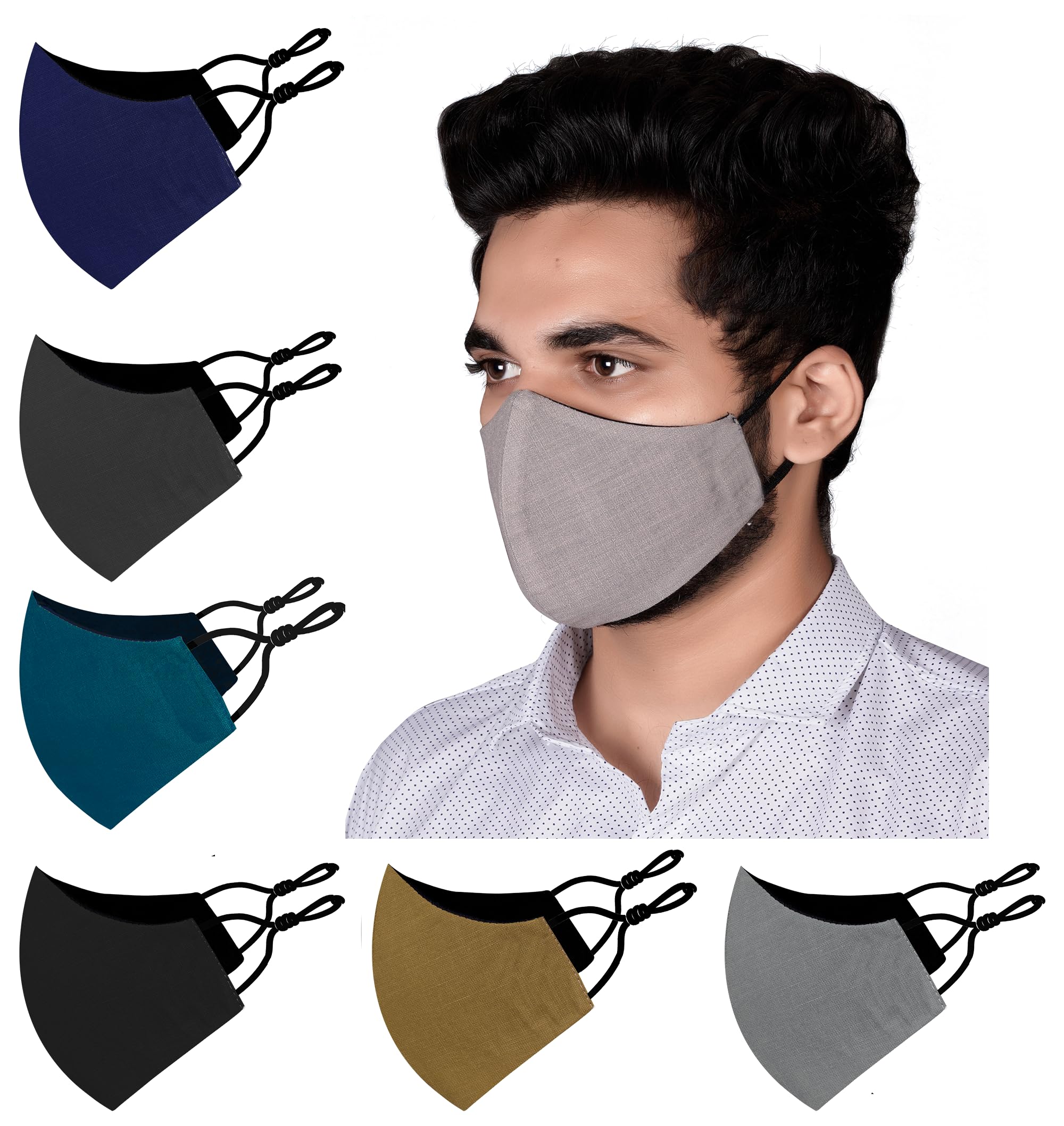 Cotton Unisex Without valve Reusable Face mask (Multicolour) - Pack of 6