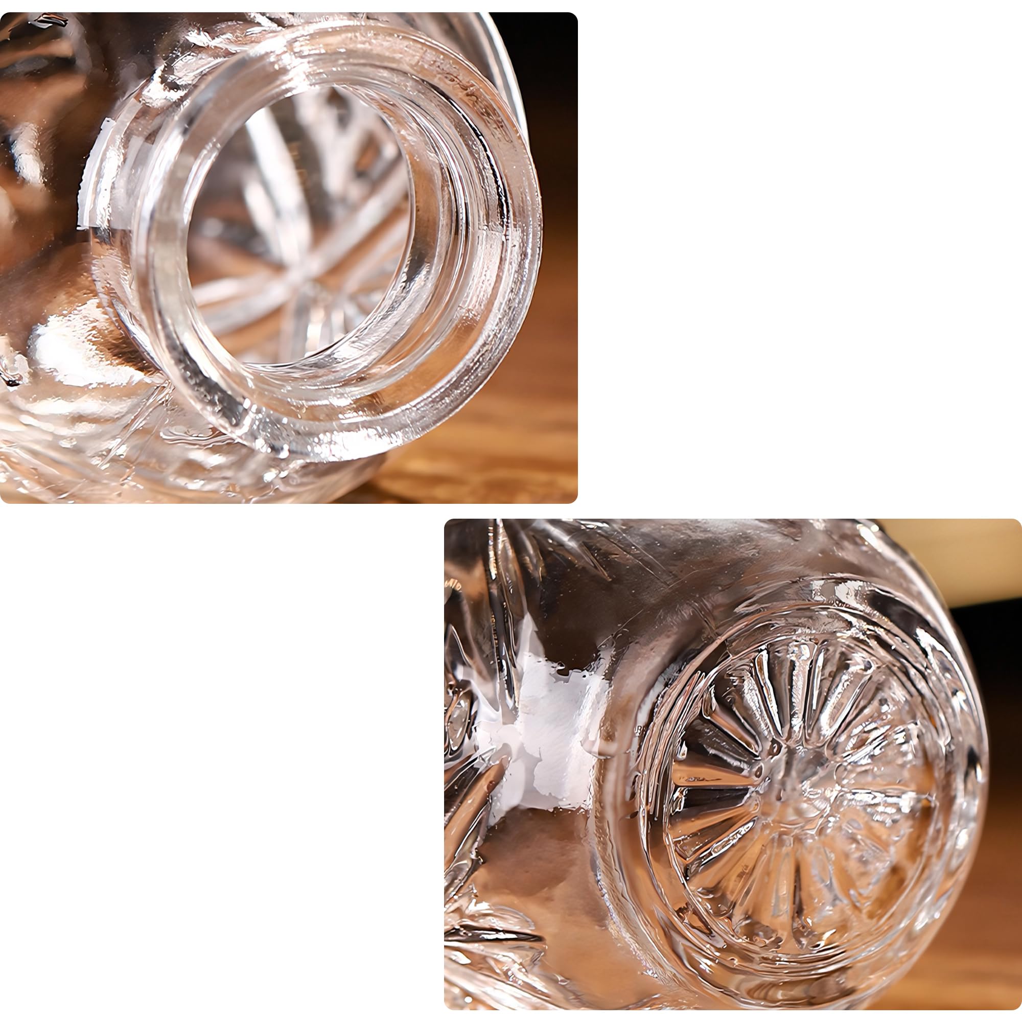 Juego de jarra de agua y vaso para mesita de noche: botellas de agua de vidrio con taza, jarra de agua con taza adecuada para jugo, leche, café, té o cóctel, 540 ml (patrón de nieve)