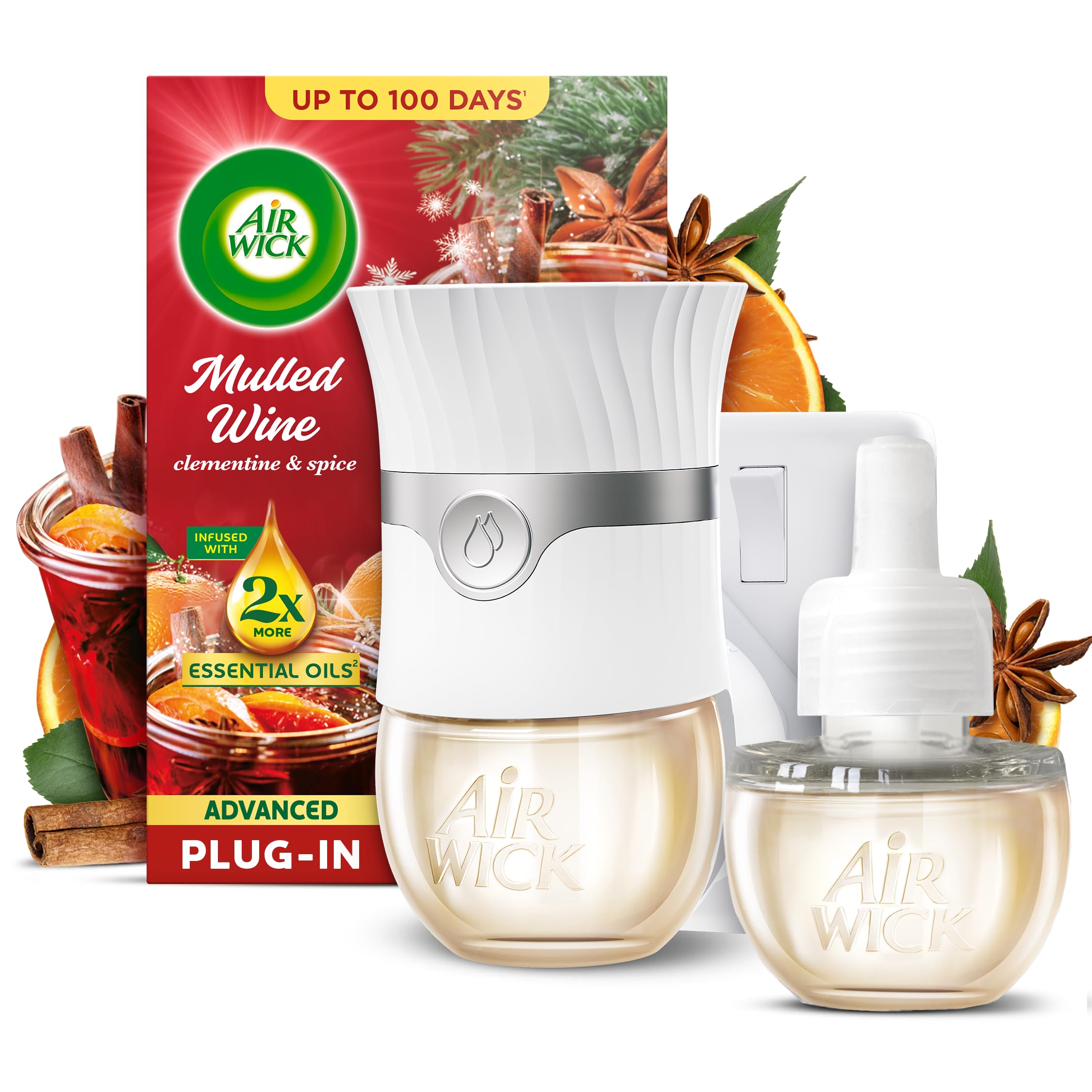 Air Wick Mulled Wine Advanced Electrical Plug-In Kit, 19ml, Lasts for up to 100 days
