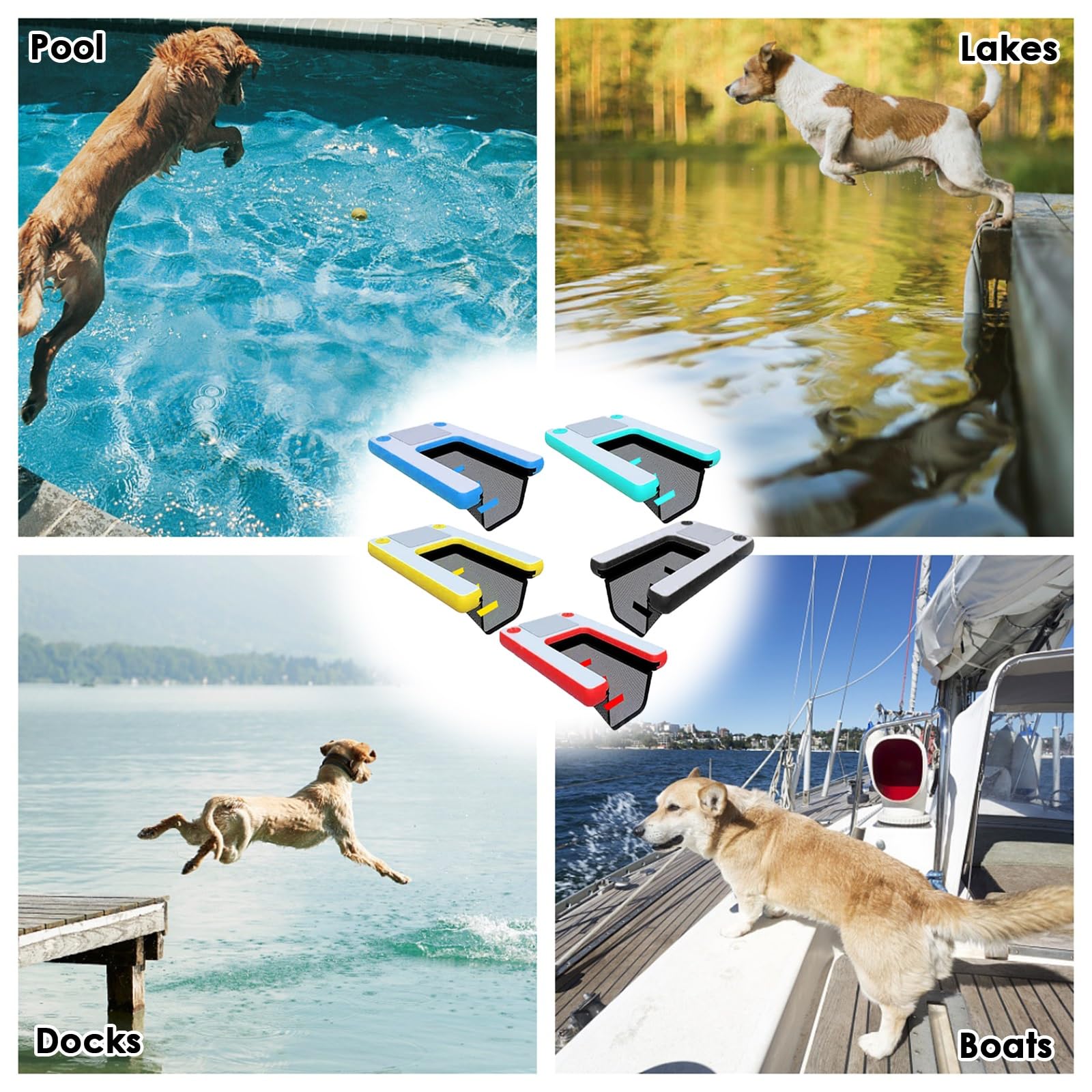 caletta per cani da barca Rampa antiscivolo per piscina per cani per cani fino a 60 kg, pieghevole rampa per barca per cani/ gonfiabile piattaforma di attracco per lago/fiume/ spiaggia/ mare, con pomp