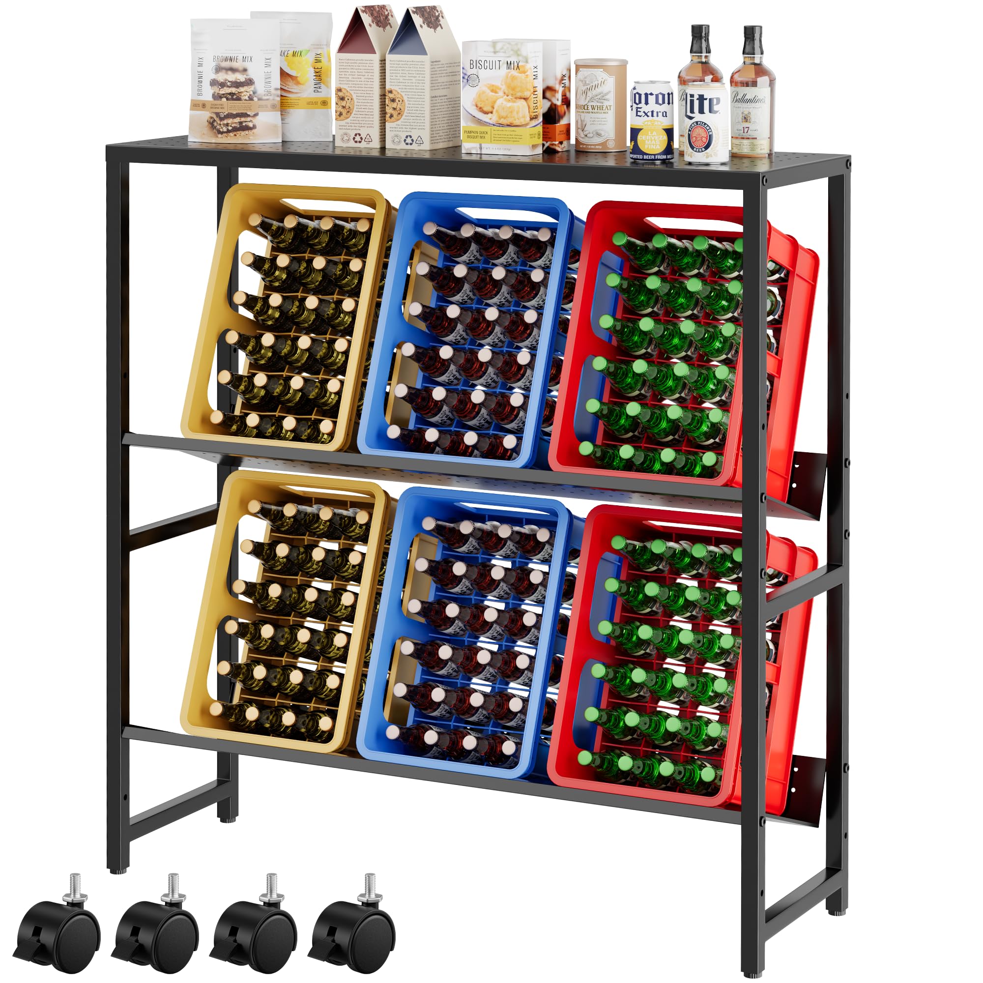 Roxlin Getränkekistenregal Für 6 Kisten - Metallregal Mit Ablage 600kg