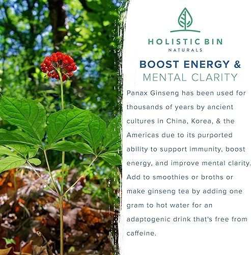 Miniatura 4 de Suplemento de ginseng rojo coreano puro en polvo de Panax Ginseng  Vegano, sin gluten, sin OMG, sin rellenos, rico en ginsenósidos (1.76 oz)