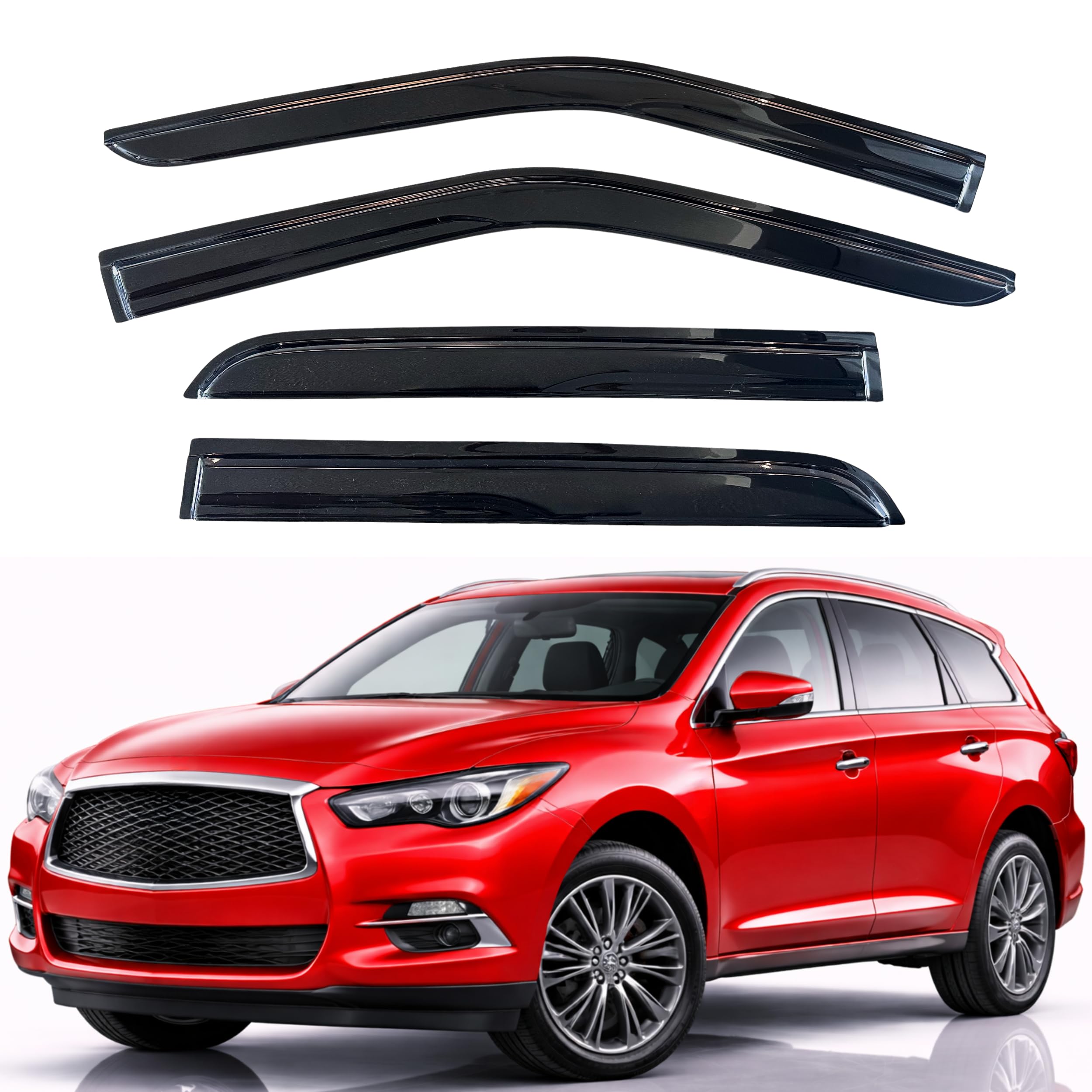 KPY Rain Guards Fit for 2013-2021 Infiniti QX60, Out-Channel Window Visors Vent Wind Deflectors 4PC, Car Accessories for 2013-2021 Infiniti JX35