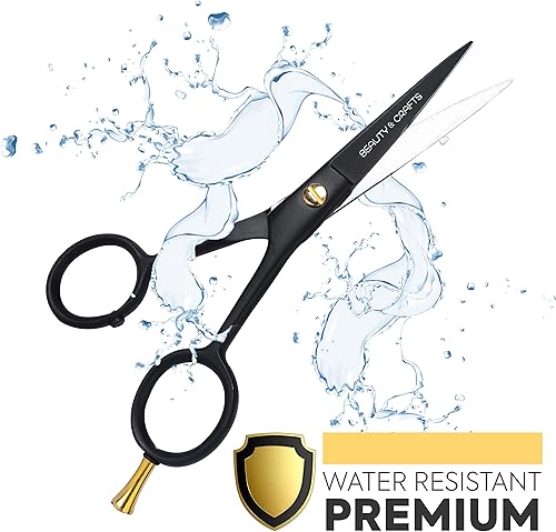 Miniatura 2 de Beauty & Craft Tijeras japonesas para barba y bigote de 5.5 pulgadas con peine para bigote y bolsa, forjadas a mano, 100% acero inoxidable, tijeras