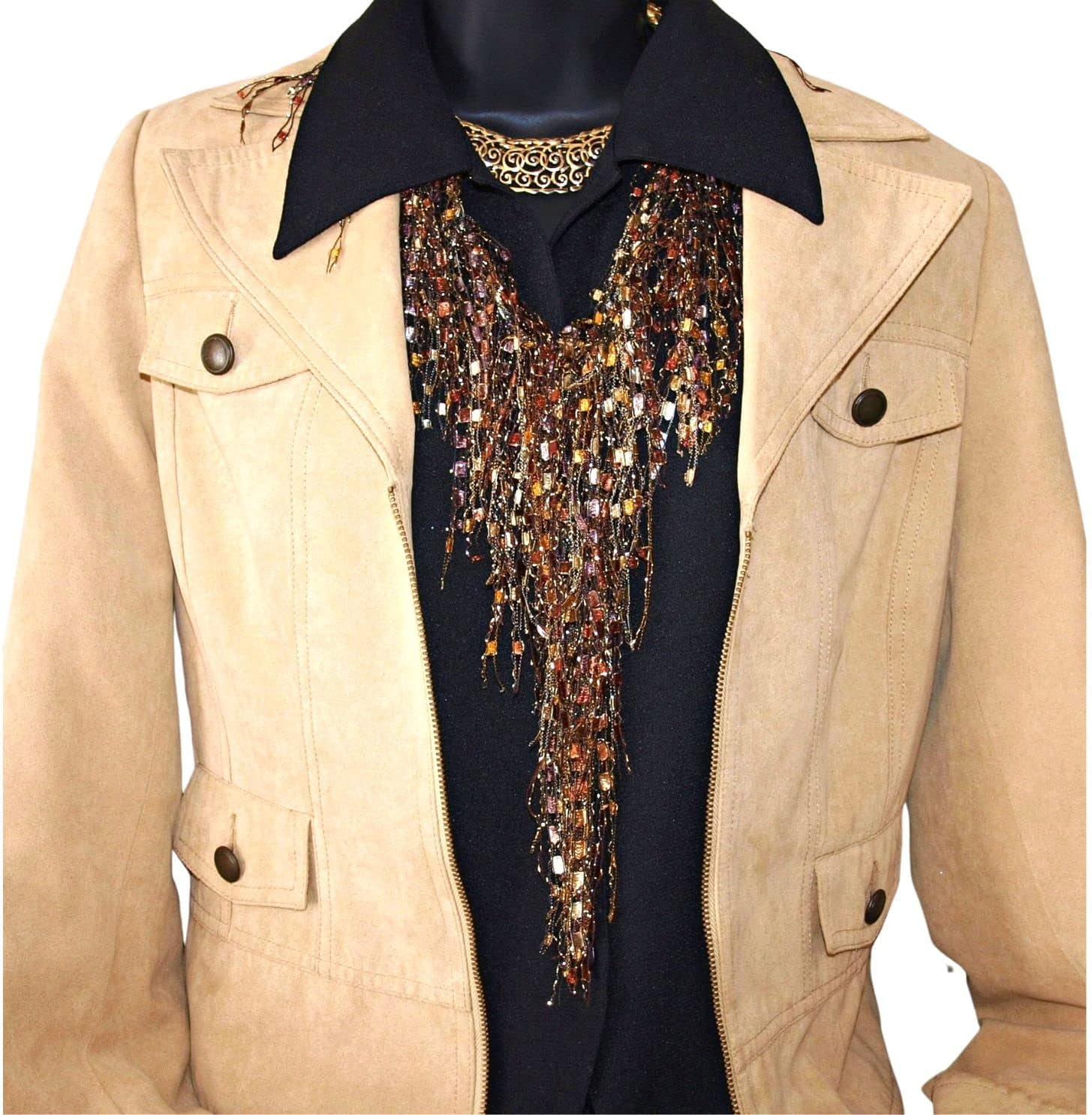 Scarves for Women Dressy - Black and Gold Scarf for Women - Cheetah Leopard Brown Scarf - Lightweight Infinity Scarfs for Summer Fall Winter Spring - Copper Scarfs - Gift for Older Woman -TE