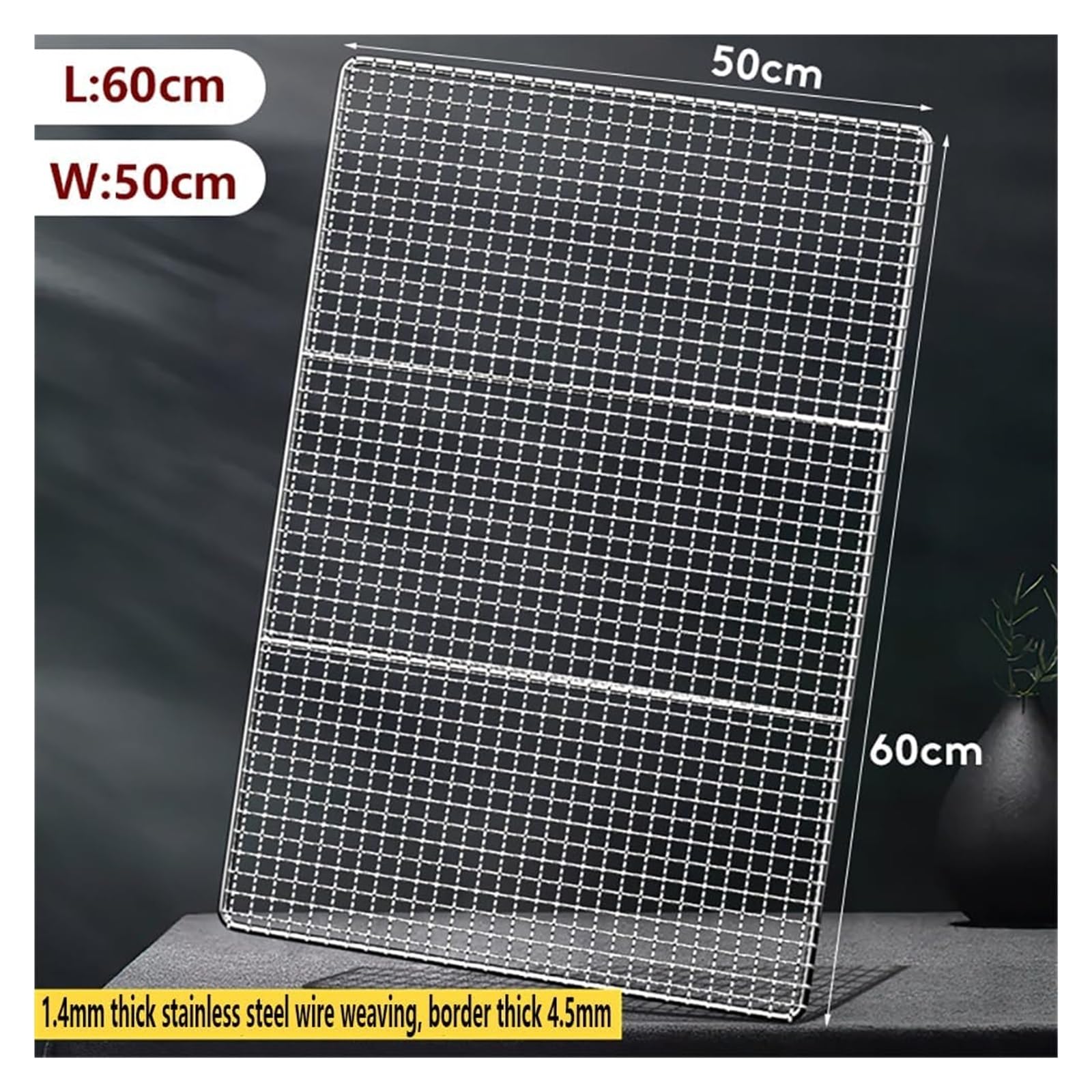 Griglia,Griglia BBQ, Griglia Rotonda for Barbecue Multiuso di Grandi Dimensioni, in Acciaio Inossidabile, pentole da Campeggio, griglia for falò all'aperto for costolette,(Size:60x50cm)
