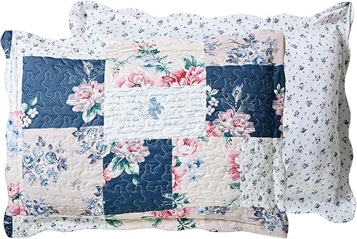 Miniatura 128 de Brilliant Sunshine Juego de edredón de 3 piezas con 2 fundas de almohada, diseño de corazón gris, diseño floral y de encaje, colcha reversible