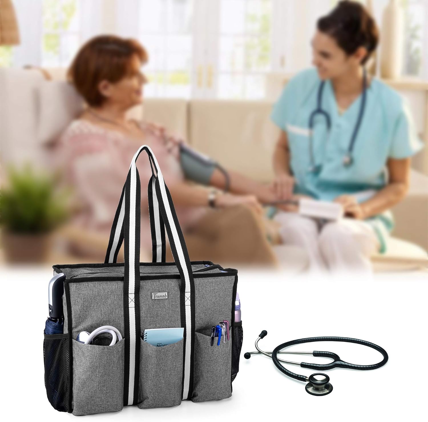 Trunab Utility Tote Bag for Teacher Nurse Bag and Tote for Work for Women with 15.6” Laptop Sleeve, Multiple Pockets | for Teacher, Nurse Bag, with 15.6" Laptop Sleeve, Multiple Pockets - Image 6