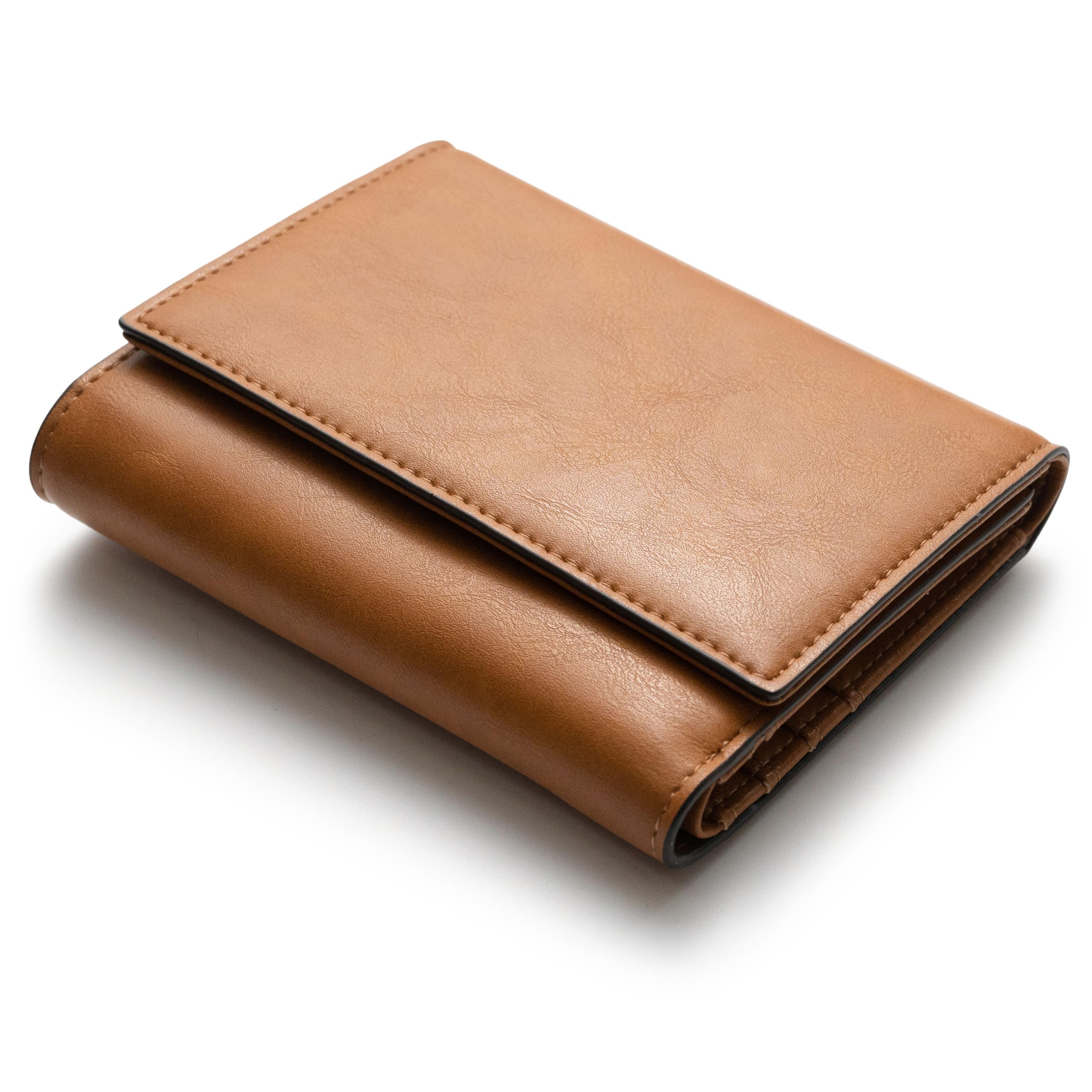 Alldaily Trifold Small RFID Blocking Wallet Slim Credit Card Wallet with with Zipper Pocket (Brown)