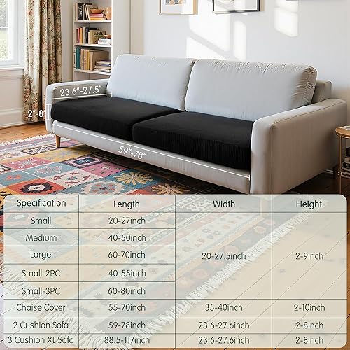Vista 286 de CHUN YI - Funda elástica de cojín para sofá biplaza, funda de asiento de sofá con tela jacquard de elastano (mediana, color verde azulado) Verde