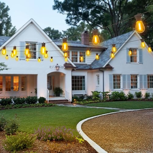 Miniatura 6 de Aialun Tira de luces LED para exteriores, 96 pies, luz de patio trasero exterior con bombillas Edison inastillables de 2700 K, resistente a la