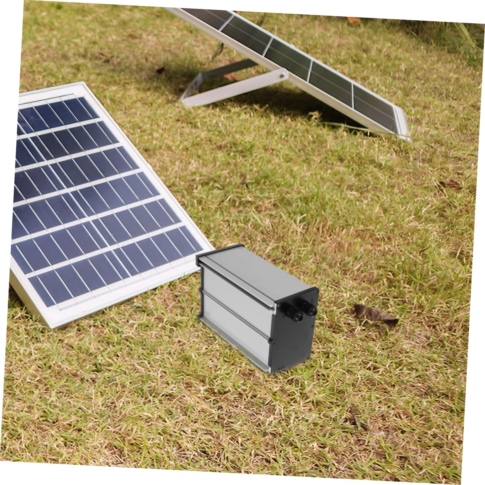 Boîtier Électrique et Connexions Électriques Étanche en Aluminium Argenté avec Couvercle, Solide pour Batterie Lithium pour Éclairage Solaire Extérieur