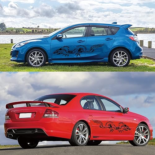 Miniatura 6 de 1 juego de calcomanías grandes para automóvil, calcomanías laterales de coche de carreras, calcomanías de vinilo impermeables para automóvil, diseño