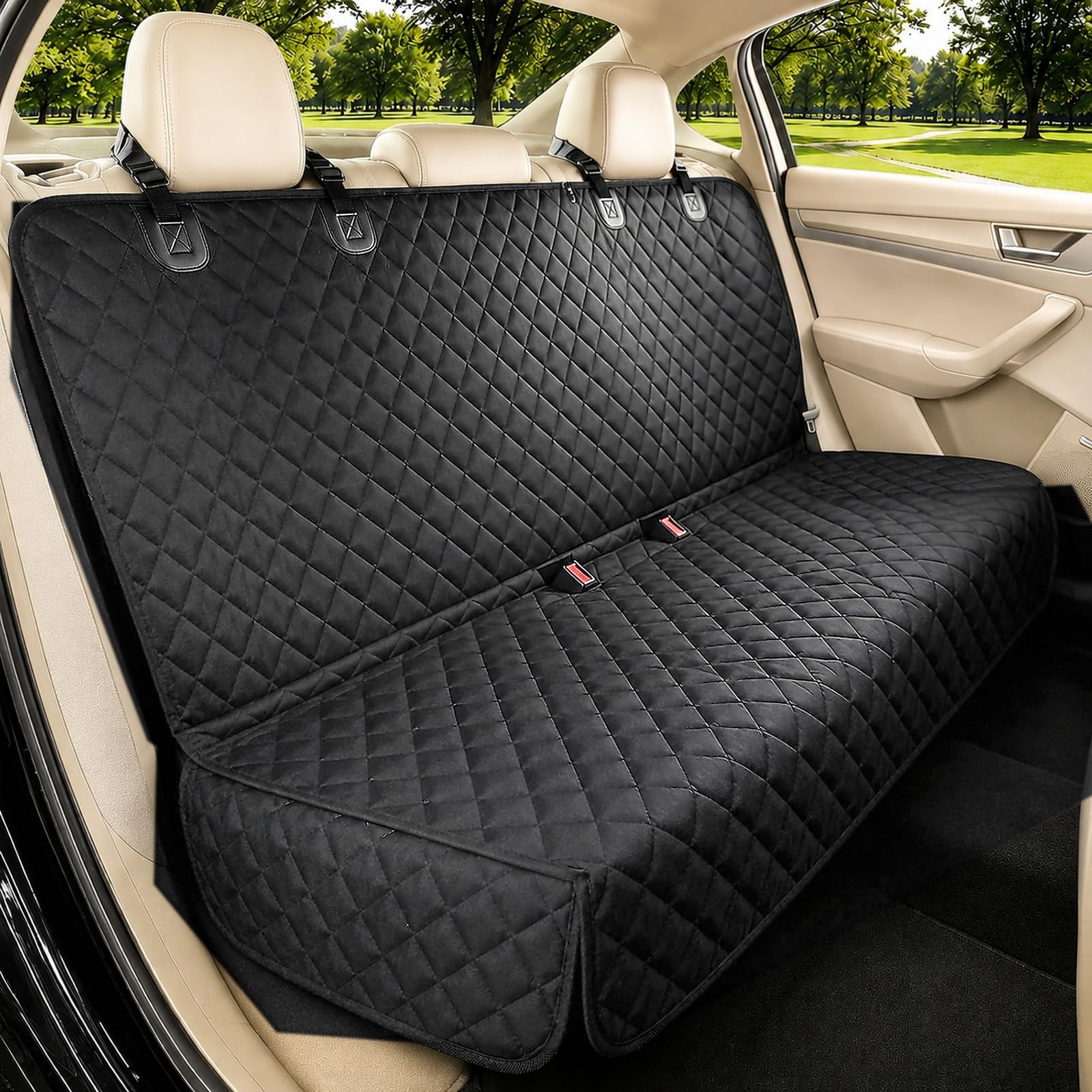 Protect Seats from Mud & Fur - Full Bench Back Seat Cover for Dogs & Kids