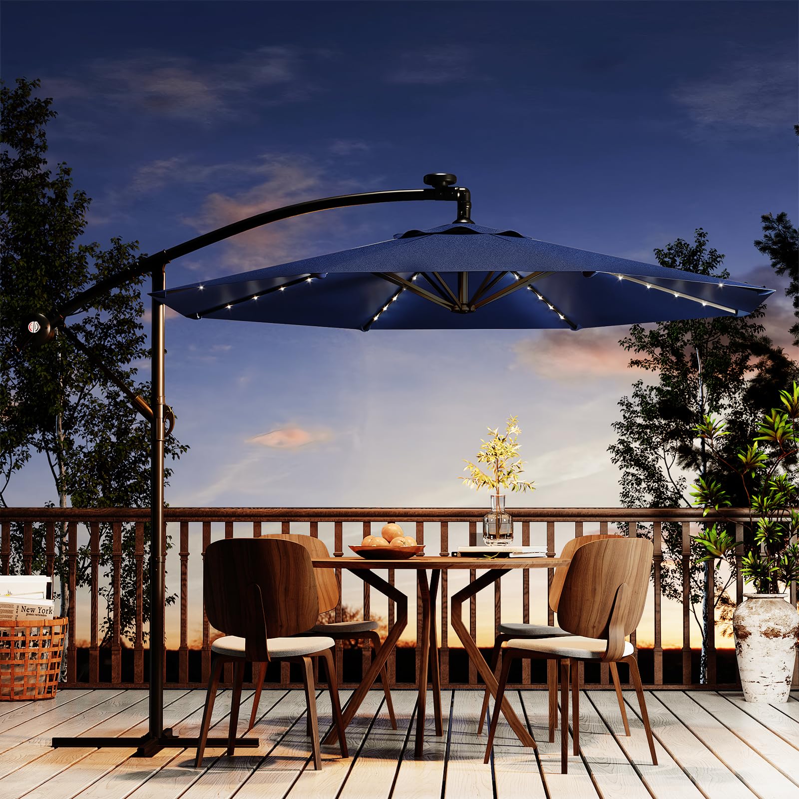 0 patio umbrellas FIM Flexy Aluminum 8' x 10' Rectangular Offset Patio Umbrella