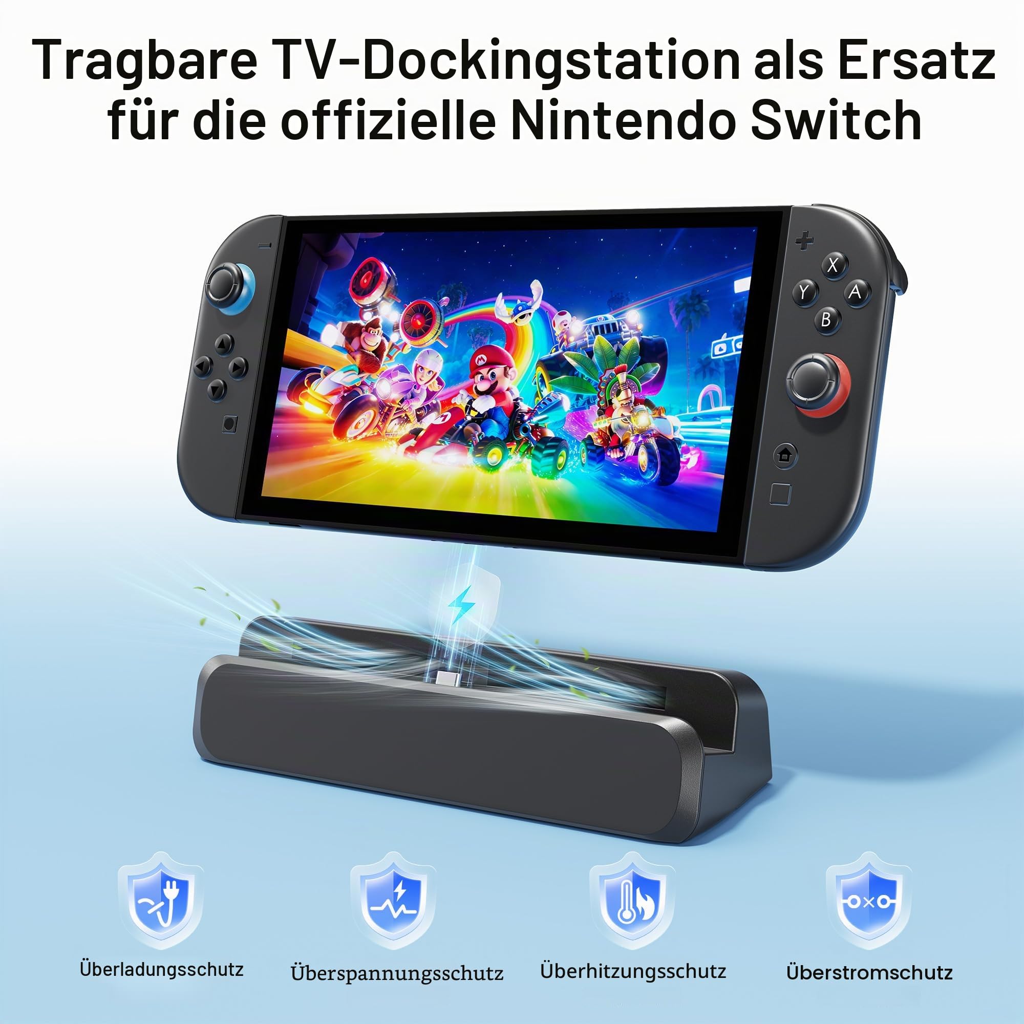 RREAKA für Nintendo Switch 2 Dock Station, tragbar 4K@60Hz HDMI-TV-Docking-Station mit HDMI-Kabel im Lieferumfang, USB-/Type-C-Anschluss, Ersatz für Switch 2 NUR